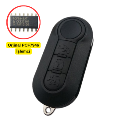 Fiat 3 Buton Sustalı Kumanda Doblo (Orijinal PCF7946 veya PCF7926 İşlemcili) 434MHz (Delphi) - 1