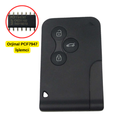 Megane 2 (Orijinal PCF7947 veya PCF7941 İşlemcili) Smart Kart Kumanda 433.92MHz - ID46 - PCF7947 - 3